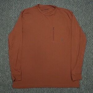 Duck Camp Shirt Mens Medium Orange Red Lightweight Performance Crew Bamboo